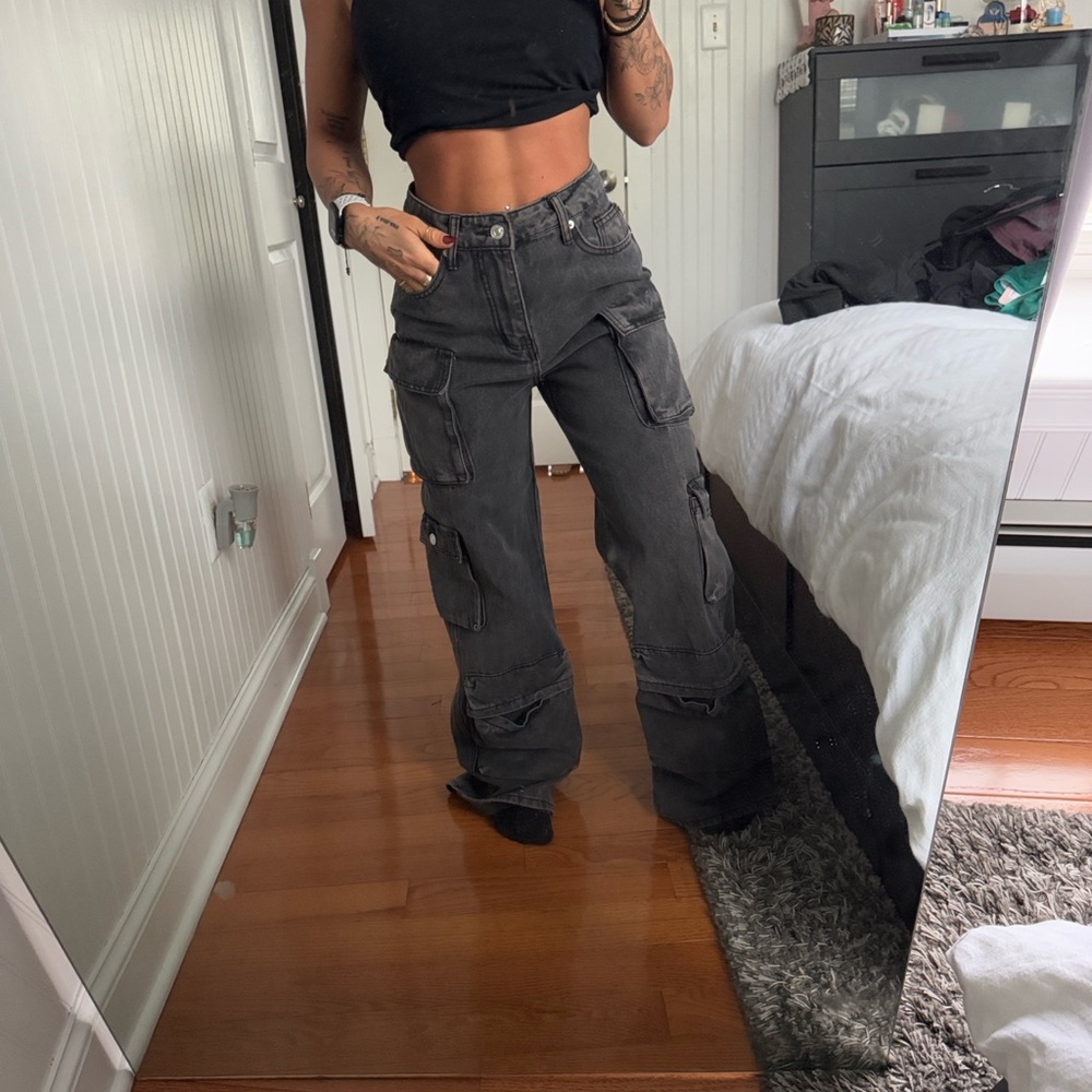 Black Cargo Jeans - image 1